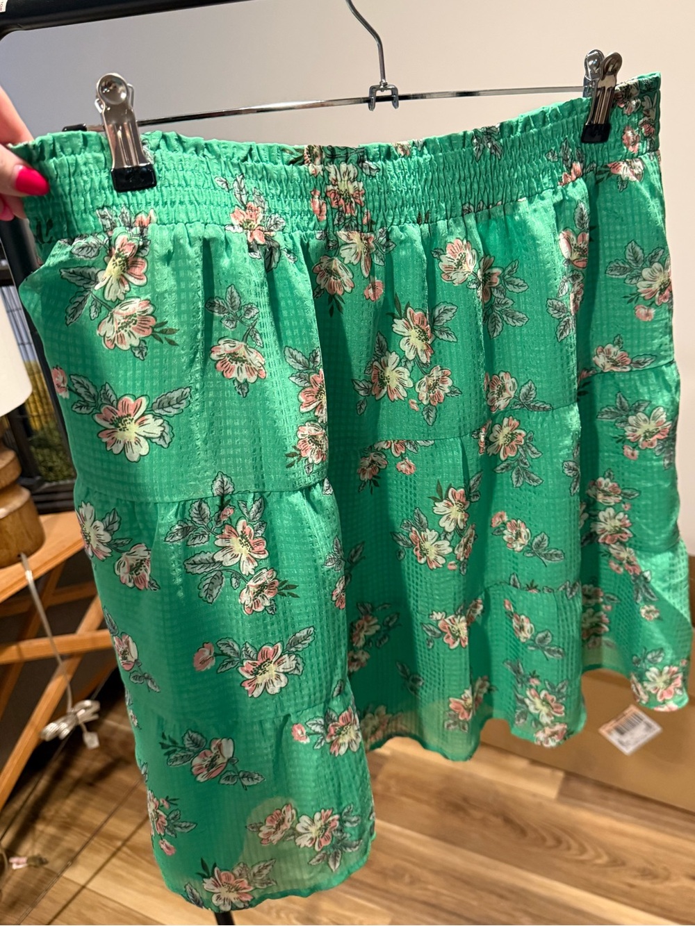 NWT LOFT Green Floral Tiered Mini Skirt